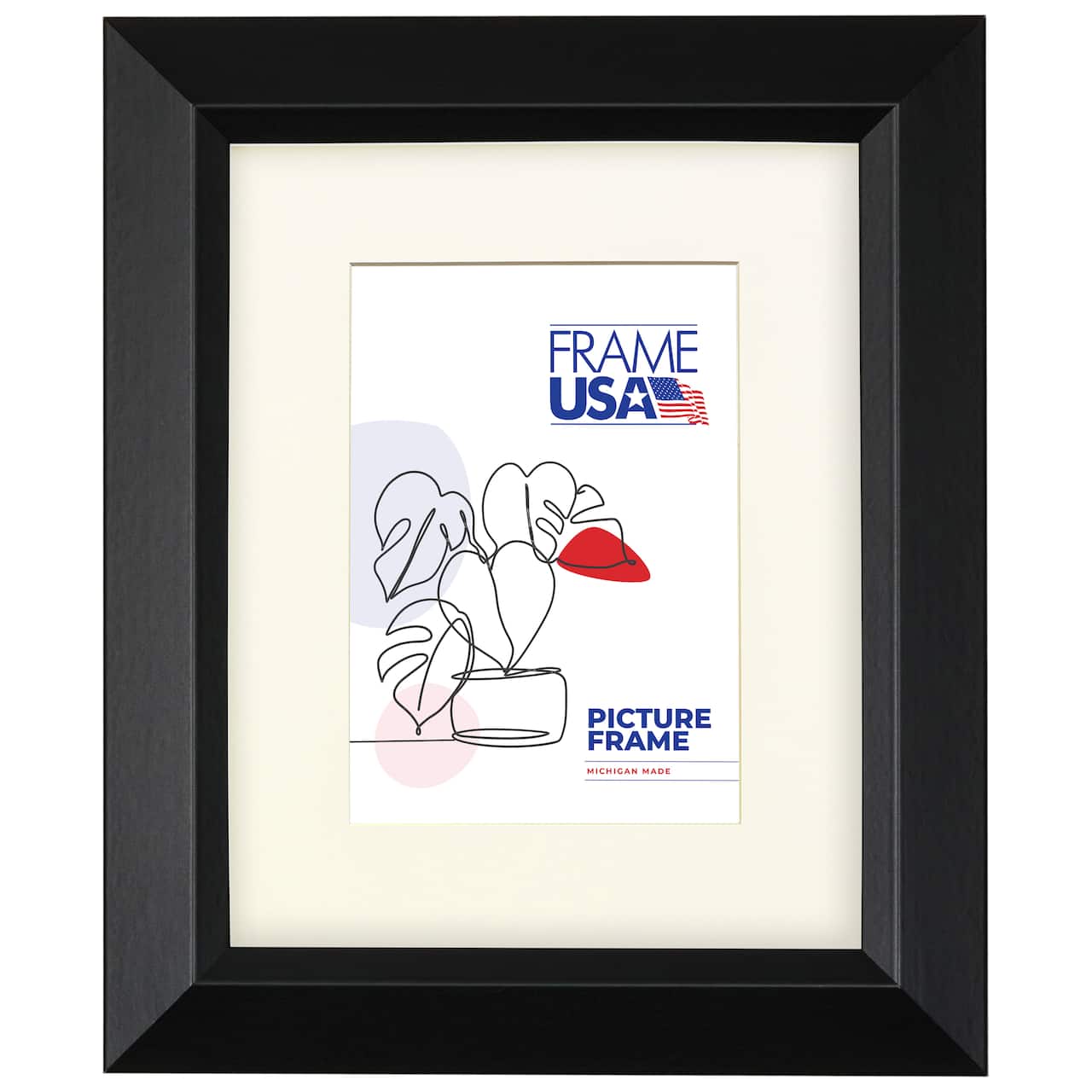 Frame USA Black Series Narrow Black Single Image Picture Frame with Mat